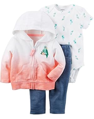 Carters Baby Girls 3 Piece Cardigan Set (Baby) (18 Months, Pink Bird)
