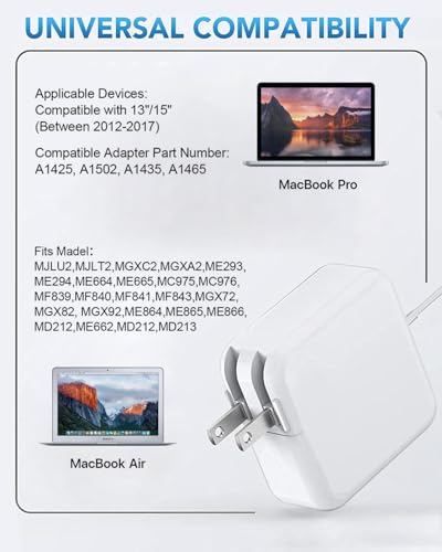 85W Charger for MacBook Pro Mag 2 T-Tip Between 2012-2017 Mac Book Models | Magnetic 2 Power Adapter Compatible with MacBook Pro 13/15", MacBook Air 11/13" Retina, Mid 2012-Late 2017, A2442 A2485 A2681
