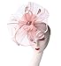 SAFERIN Fascinator Hat Feather Mesh Net Veil Party Hat Flower Derby Hat with Clip and Hairband for Women (TA1-Pink Feather2)