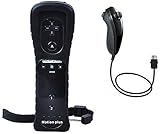 Wii Nunchuk/Nunchuck Controller, Bigaint 2in1 Built in Motion Plus Remote and Nunchuck Controller with Silicon Case for Nintendo Wii, Wii U and Mini Wii-Black