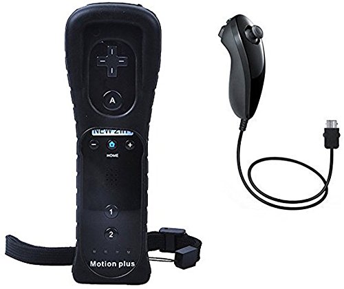 Wii Nunchuk/Nunchuck Controller, Bigaint 2in1 Built in Motion Plus Remote and Nunchuck Controller with Silicon Case for Nintendo Wii, Wii U and Mini Wii-Black Wii Nunchuk/Nunchuck Controller, Bigaint 2in1 Built in Motion Plus Remote and Nunchuck Controller with Silicon Case for Nintendo Wii, Wii U and Mini Wii-Black