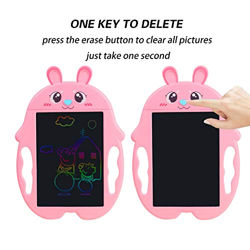 HAHAone LCD Writing Tablet for Kids Magnetic Drawing Board Colorful Screen,LCD Doodle Board for Boys and Girls Toys Age 3 4 5 6 7 8 . Handwriting Pad 8.5" for Toddlers and Kids (Pink Rabbit)