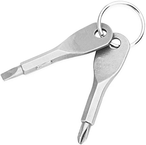 2 Keys/Set Stainless Keychain Pocket Tool Key Screwdriver Set Mini EDC Outdoor Multifunction Tools Phillips-Head Screwdrivers，Flat-Head Screwdrivers