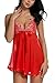 Avidlove Christmas Lingerie Women Lace Babydoll Mesh Chemise Sheer Sleepwear Mini Teddy Red L