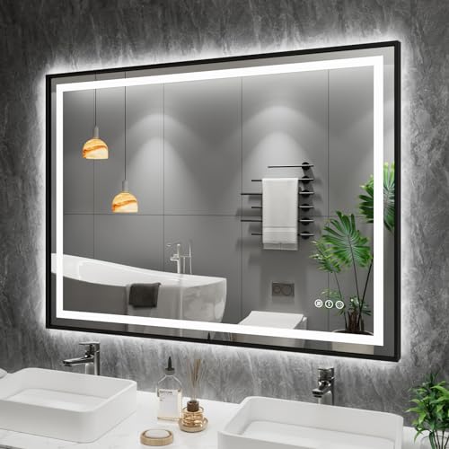 Amorho LED Bathroom Mirror Black Frame