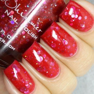 Vicious Circles Blood Red Holographic Circle Nail Polish 0.5 Oz Full Sized Bottle