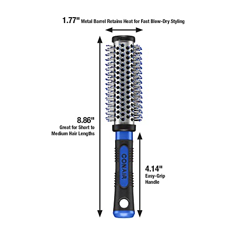 Conair Salon Results Metal Round Brush for BlowDrying, Hairbrush for Short to Medium Hair