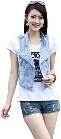 Eternal Women Winter Spring Cotton Sleeveless Jeans Denim Vest Jacket Outerwear Clothes (S, Vest-13)