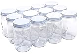 North Mountain Supply 16 Ounce Regular Mouth Mason Canning Jars - With White Safety Button Lids - Case of 12