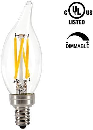 Grozon LED Chandelier Bulb, 3.5W Dimmable (40W Equivalent), E12 Base Edison LED Bulb, 2700K, UL Listed, Flame Tip, 1 Pack