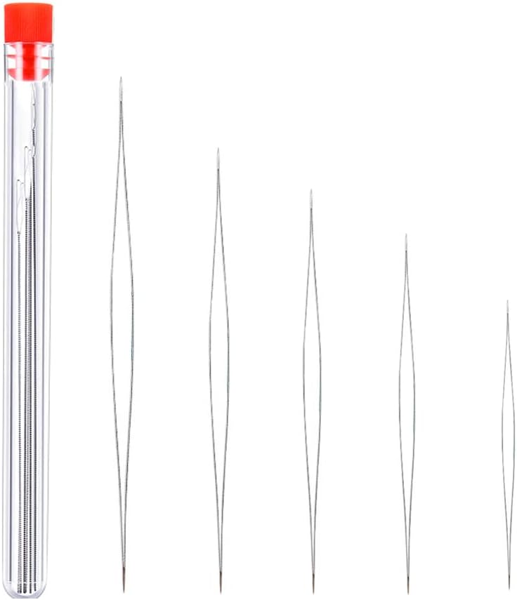 CCLKHY Bead Needle Set, 5 Stainless Steel Big Eye Beading Needles