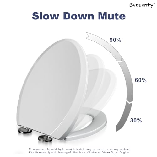 Beauenty Toilet Seat, V Shape Toilet Seat with Adjustable Hinges, Slow Close Toilet Cover, Thickening Plastic Strong and Durable, Prevent Noise, Easy to Install, Easy Cleaning (Style 8)
