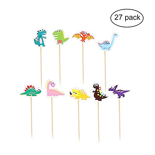 Mary Paxton Birthday Cake Topper,27Pack Dinosaur Cupcake Topper Decorations Birthday Party Supply Baby Shower Scene Ornament Themed Party Anniversary Kid Girl Boy Gift DIY