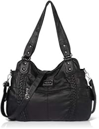 Angel Barcelo Roomy Fashion Hobo Womens Handbags Ladies Purse Satchel Shoulder Bags Tote Washed Leather Bag Black