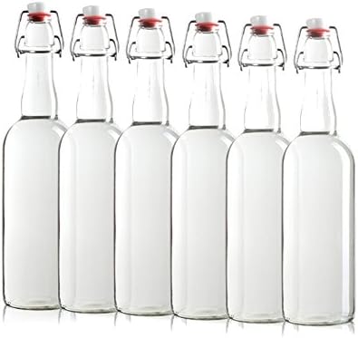Sally Swing Top Bottle with EZ Open Cap [750 ml - Set of 6] Homebrewing, Kombucha, Water, Beer, Antique Bottles