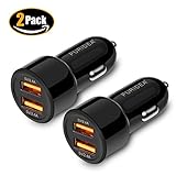 USB Car Charger,Puridea 24W 4.8A Dual Car Adapter with iSmart 2.0 Charging Tech for iPhone X /8 / 7 / 6s / 6 / Plus,iPad Mini/ Air,Galaxy S7/ S6/ Edge /Plus,Note 5/4 and More-Black