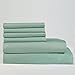 Cambay Linens 400 Thread Count Cotton Sateen Queen Sheet Set, Aqua (Set of 6)