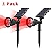 T-SUN Solar LED Outdoor Spotlight Wall Light, IP65 Waterproof,Auto-on at Night/Auto-Off by Day,180°Angle Adjustable for Tree, Patio, Yard, Garden, Driveway, Stairs, Pool Area(Red-2 Pack)