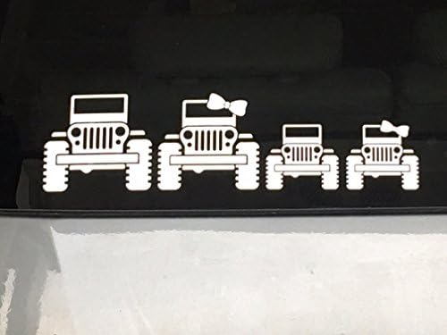 JEEP WRANGLER FAMILY - White Vinyl Decal / Sticker for Car, Truck, Van, SUV - Stick Figure (Dad)
