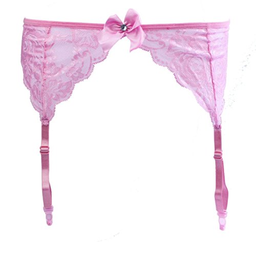 Sexy Women'S Lace Top Thigh-Highs Stockings Stay-Up Garter Belt Suspender Garter (Pink)