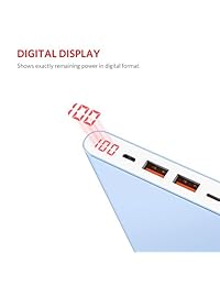 Yoobao A2 20 000 mAh Power Bank Cargador de batería externo de alta capacidad Powerbank (Lightning y entrada micro dual, Dual USB Puerto) para iPhone 7 Plus 6 6s 5s iPad Pro tabletas de teléfonos celulares y más, Azul