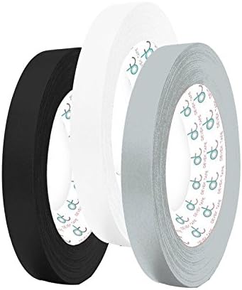 Devek Professional's Choice Premium Spike Tape Matte Cloth With Rubber Adhesive 12.5 Mil Thick Classic Pack Black, White, Grey 1/2 Inch X 25 Yards