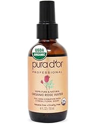 PURA Dâ€™OR Organic Rose Water Toner (4oz) - 100% Pure USDA Organic - Full Skin Hydration - Control Excess Oils & Acne - Cleanses & Softens Skin - Promotes Skin Cell Regeneration - For All Skin Types