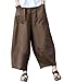 Aeneontrue Women's Casual Linen Wide Leg Pants Trousers with Elastic Waist (Style1_Brown, X-Large)
