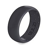 BULZi - Massaging Comfort Fit Silicone Wedding Ring - #1 Most Comfortable Men's Wedding Band - Round Edges with Flexible Work Safety Domed Design (Slate, 9 - 18.9mm)
