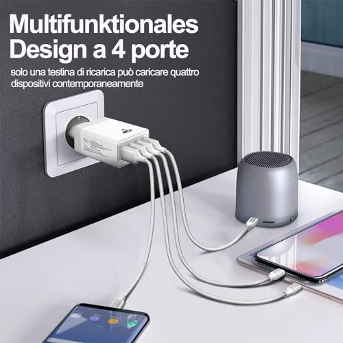 USB Charger, 4 Ports USB Wall Charger 33W QC 3.0 Quick Charge Multiple USB Charger Power Supply USB Socket for iPhone 15 14 13 12 11 X, Samsung Galaxy S21 S20 A71 A51, Xiaomi, Huawei