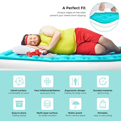 HOUSE DAY Twin Air Mattress with Built Raised Electric Airbed with