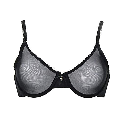 Vogue's Secret Women's Unlined Plus Size Seethrough Bra Sexy Lace Mesh Transparent Breathable