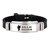 Chutoral Billie Eilish Bracelet, Rap Singer Stainless Steel Silicone Wristband Wristlet Jewelry Accessories Bangles Fans(H03)
