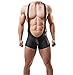 TiRain Men Sexy Wrestling Singlet Faux Leather Underwear Lingerie Bodysuit Pant (Medium, Black)