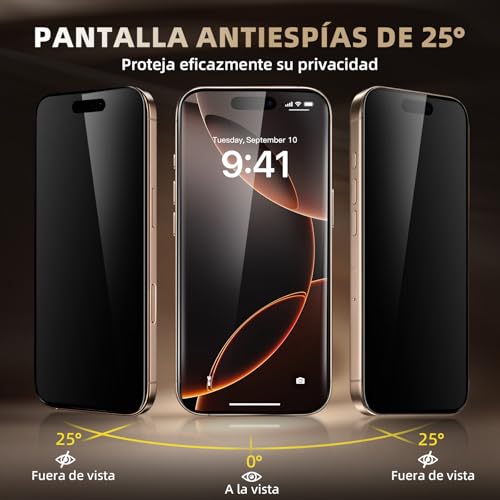 Película protectora de pantalla de vidrio 9h + de 3 piezas para iPhone, vidrio templado súper duro [resistente a la rotura de grado militar] con herramientas de instalación fáciles actualizadas (16pro max)