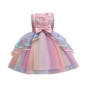 TTYAOVO Prinsessenjurk voor meisjes, met bloemen, 736 Roze, 4-5 Jaren