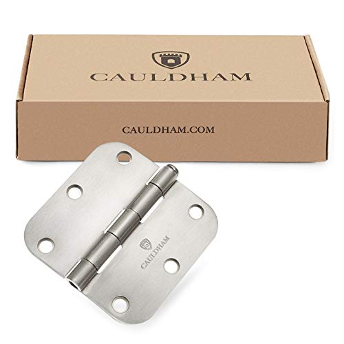 Cauldham (12 Pack) Heavy-Duty 3-1/2" Interior Door Hinges with 5/8" Radius Corners - Satin Nickel
