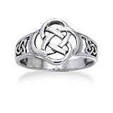 Celtic Triquetra Trinity and Flower Knot Eternity Sterling Silver Ring Size 6(Sizes 4,5,6,7,8,9,10,11)