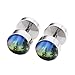 PiercingJ ❤Valentines Gifts 12pcs 16G Stainless Steel Stud Barbell Earrings Fake Cheater Illusion Plug Gauge 0G Look