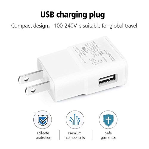 ProTVSolutions Adaptive Fast Charger Kit Compatible with Galaxy S7/S7 Edge/S6/Edge/Edge+/Note 5/4, LG G2 G3 G4 for Micro USB 2.0 Cable Kit {Wall Charger + 5FT Micro Cab} Fast Charging (White)