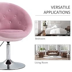 HOMCOM Modern Makeup Vanity Chair Round Tufted