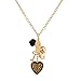 LUX ACCESSORIES Leopard Animal Print Key Lock Wing Heart Black Rose Charm Necklace