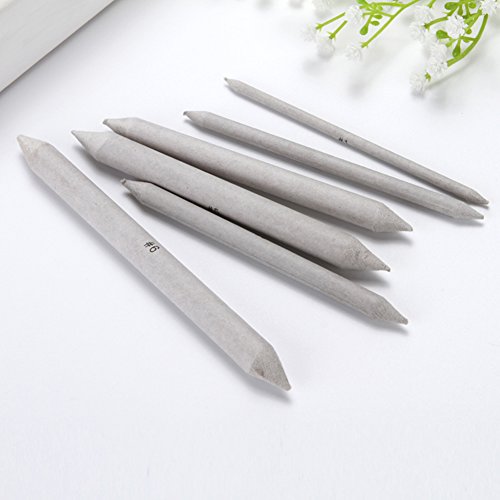 Slendima 6 Pcs Durable Art Drawing Pens, Blending Stump Smudge Pastel Charcoal Tortillon Sketch Art Drawing Tools - Grey