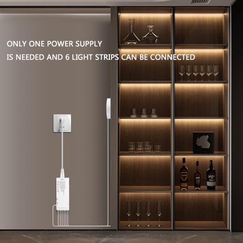 AIMENGTE Tira de Luz LED COB 12V para Gabinetes, Atenuación Táctil Penetrante 6-en-1, para Gabinetes de Vino, Estanterías de Zapatos, Gabinetes de Exhibición, Armarios, Gabinetes de Cocina y