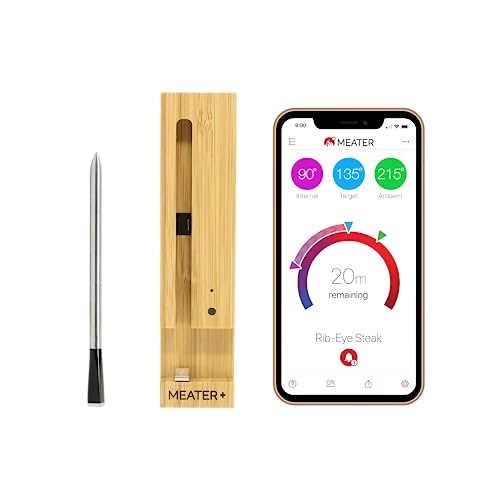 MEATER Plus | Termometro Bluetooth Fino a 50 Metri a Sonda Senza Fili Per Forno, Grigliate, Barbecue. App in Italiano Compatibile con iPhone, Android, iPad e Tablet