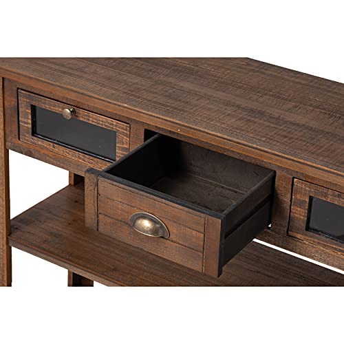 COZAYH 42” Vintage Farmhouse Console Table, Warm Brown Industrial
