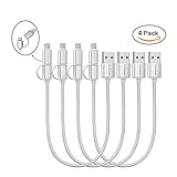 Rukerway Short Phone Charger 2 in 1 Lightning and Micro USB Cables Data Transfer Power Cords [4 Pack 0.8ft] Compatible Perfectly with Multi-Port Charging Station and USB Hub