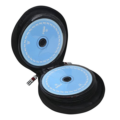 0721H BUBM Portable Round 32 CD Disc Storage Case Bag Heavy Duty CD/DVD Wallet for Car, Home, Office and Travel (Blue)