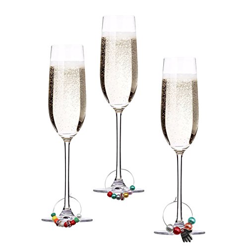 TOAOB 100 Pieces 25mm Glass Wine Charm Rings Bulk Earrings Hoops Silver Plated