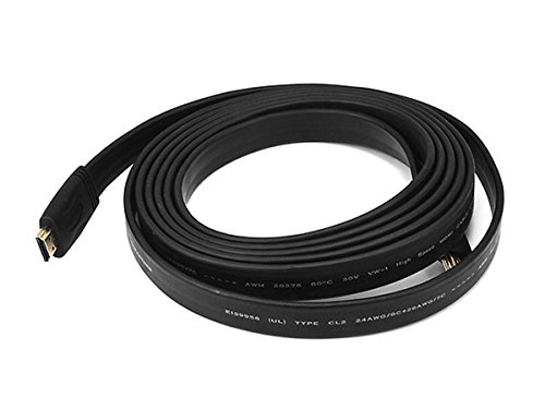 Monoprice 104159 Commercial Series Flat High Speed HDMI Cable, 4K @ 24Hz, 10.2Gbps, 24AWG, CL2, 10ft, Black